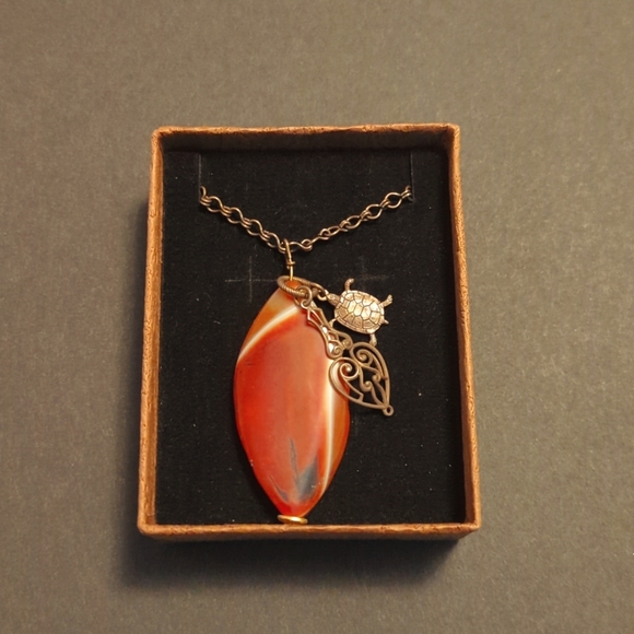 Handmade Jewelry - Handmade Red Jasper Colored Pendant Charm Necklace